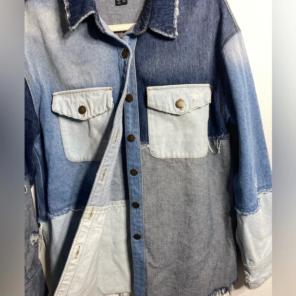 Retrofete | Perri Indigo Patchwork Jean Jacket Sz: XL - Picture 6 of 10